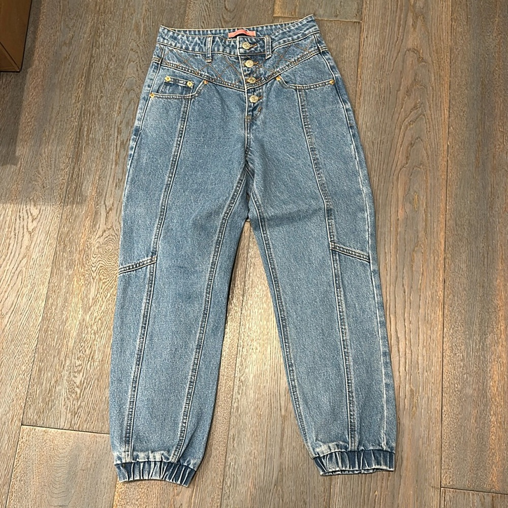High rise denim jogger jeans